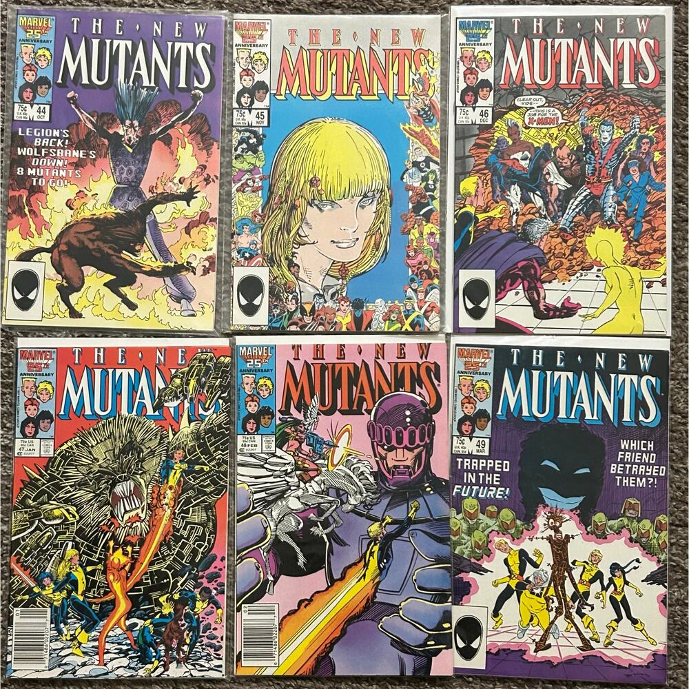 New Mutants #44, 45, 46, 47, 48, 49 (1986 Marvel) Lot of 6 - 1 KEY ISSUE